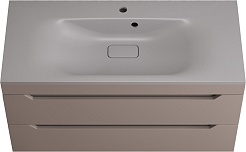 Style Line Тумба с кварцевой раковиной серый шелк Остин 100 подвесная тауп темный – фотография-1